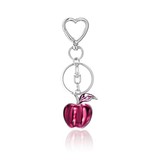 Taschenanhänger für Frauen, dekorativer herzförmiger Schlüsselanhänger, Geldbörsenanhänger für Handtaschen, Silberkette mit grünem Apfel, Erdbeere (Rosenapfel) von SENFAI