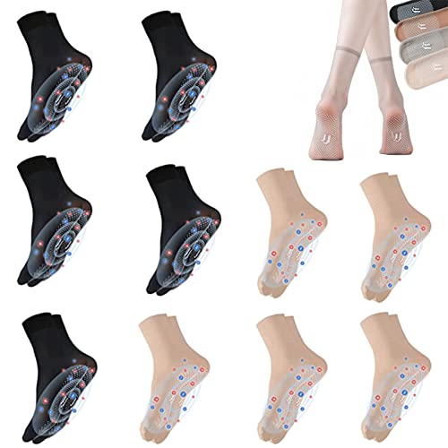 SENGHUI 10Paare Tourmaline Ionic Body Shaping Stretch Socks,Tourmaline Socken,Gesundheitssocken Damen for Size 35-40 (Schwarz+Hautton) von SENGHUI