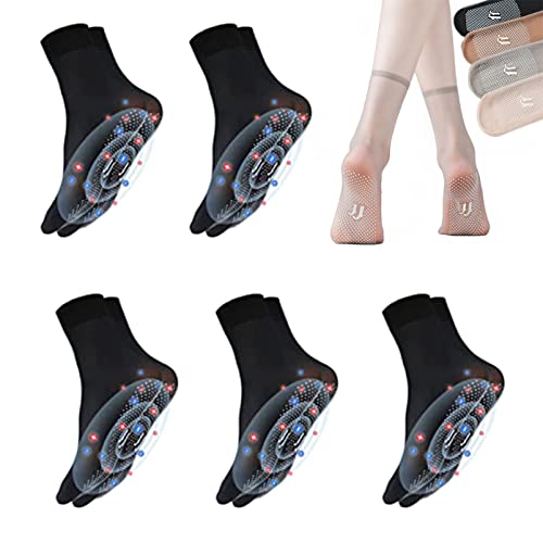 SENGHUI 5Paare Tourmaline Ionic Body Shaping Stretch Socks,Tourmaline Socken,Gesundheitssocken Damen (Schwarz) von SENGHUI