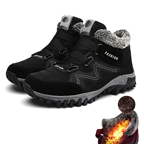 SENGHUI Damen Winterschuhe Gefüttert Wasserdicht, Men Womens Winter Anti-Slip Thermal Villi Leather Plateau Boots Snow Boots (F,39EU) von SENGHUI