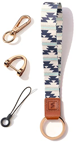 SENLLY Schlüsselband Wristlet Keychain Lanyard Strap Handschlaufe Schlüsselanhänger mit echtem Leder, für Schlüssel, Mobile Handys Telefon, Kamera, Charms von SENLLY