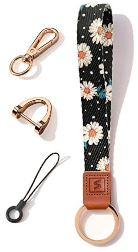 SENLLY Schlüsselband Wristlet Keychain Lanyard Strap Handschlaufe Schlüsselanhänger mit echtem Leder, für Schlüssel, Mobile Handys Telefon, Kamera, Charms von SENLLY