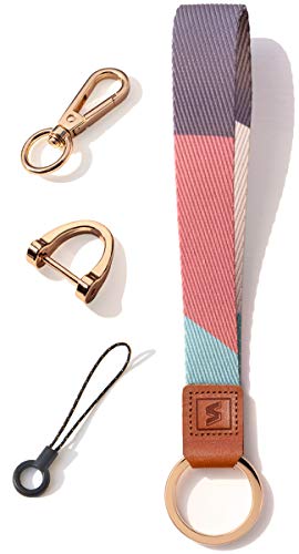 SENLLY Schlüsselband Wristlet Keychain Lanyard Strap Handschlaufe Schlüsselanhänger mit echtem Leder, für Schlüssel, Mobile Handys Telefon, Kamera, Charms von SENLLY