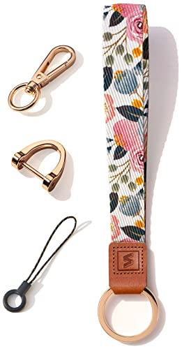 SENLLY Schlüsselband Wristlet Keychain Lanyard Strap Handschlaufe Schlüsselanhänger mit echtem Leder, für Schlüssel, Mobile Handys Telefon, Kamera, Charms von SENLLY