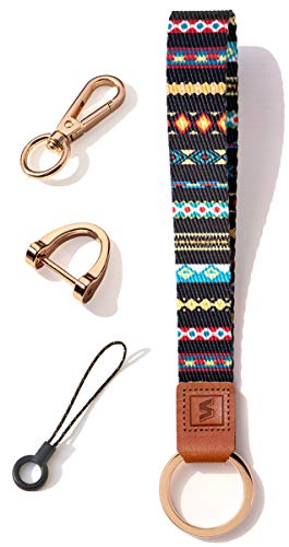 SENLLY Schlüsselband Wristlet Keychain Lanyard Strap Handschlaufe Schlüsselanhänger mit echtem Leder, für Schlüssel, Mobile Handys Telefon, Kamera, Charms von SENLLY