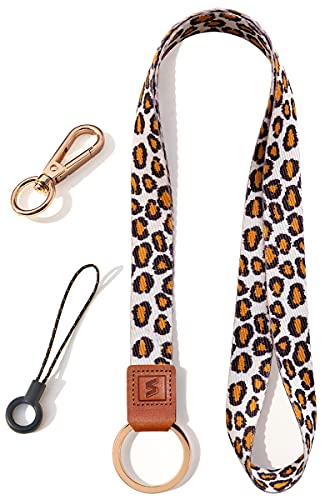 SENLLY Umhängeband Schlüsselband Neck Lanyard strip mit und echtem Leder, für Schlüssel, ID Badge Card Holder, Ausweishülle, Mobile Handys Telefon von SENLLY