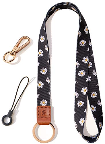 SENLLY Umhängeband Schlüsselband Neck Lanyard strip mit und echtem Leder, für Schlüssel, ID Badge Card Holder, Ausweishülle, Mobile Handys Telefon von SENLLY