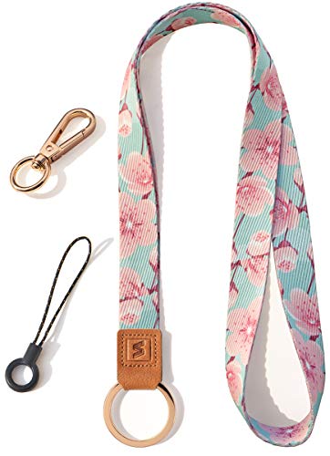 SENLLY Umhängeband Schlüsselband Neck Lanyard strip mit und echtem Leder, für Schlüssel, ID Badge Card Holder, Ausweishülle, Mobile Handys Telefon von SENLLY