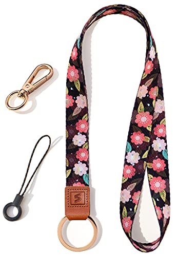 SENLLY Umhängeband Schlüsselband Neck Lanyard strip mit und echtem Leder, für Schlüssel, ID Badge Card Holder, Ausweishülle, Mobile Handys Telefon von SENLLY