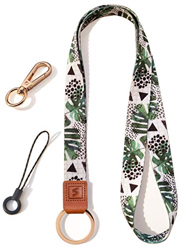 SENLLY Umhängeband Schlüsselband Neck Lanyard strip mit und echtem Leder, für Schlüssel, ID Badge Card Holder, Ausweishülle, Mobile Handys Telefon von SENLLY