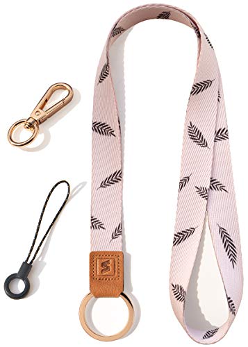 SENLLY Umhängeband Schlüsselband Neck Lanyard strip mit und echtem Leder, für Schlüssel, ID Badge Card Holder, Ausweishülle, Mobile Handys Telefon von SENLLY