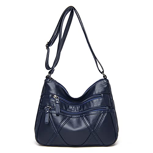 SENLUO Damen Große Umhängetasche PU Leder Messenger Crossbody Bag Mode Elegante Clutch Pochette (Blau) von SENLUO