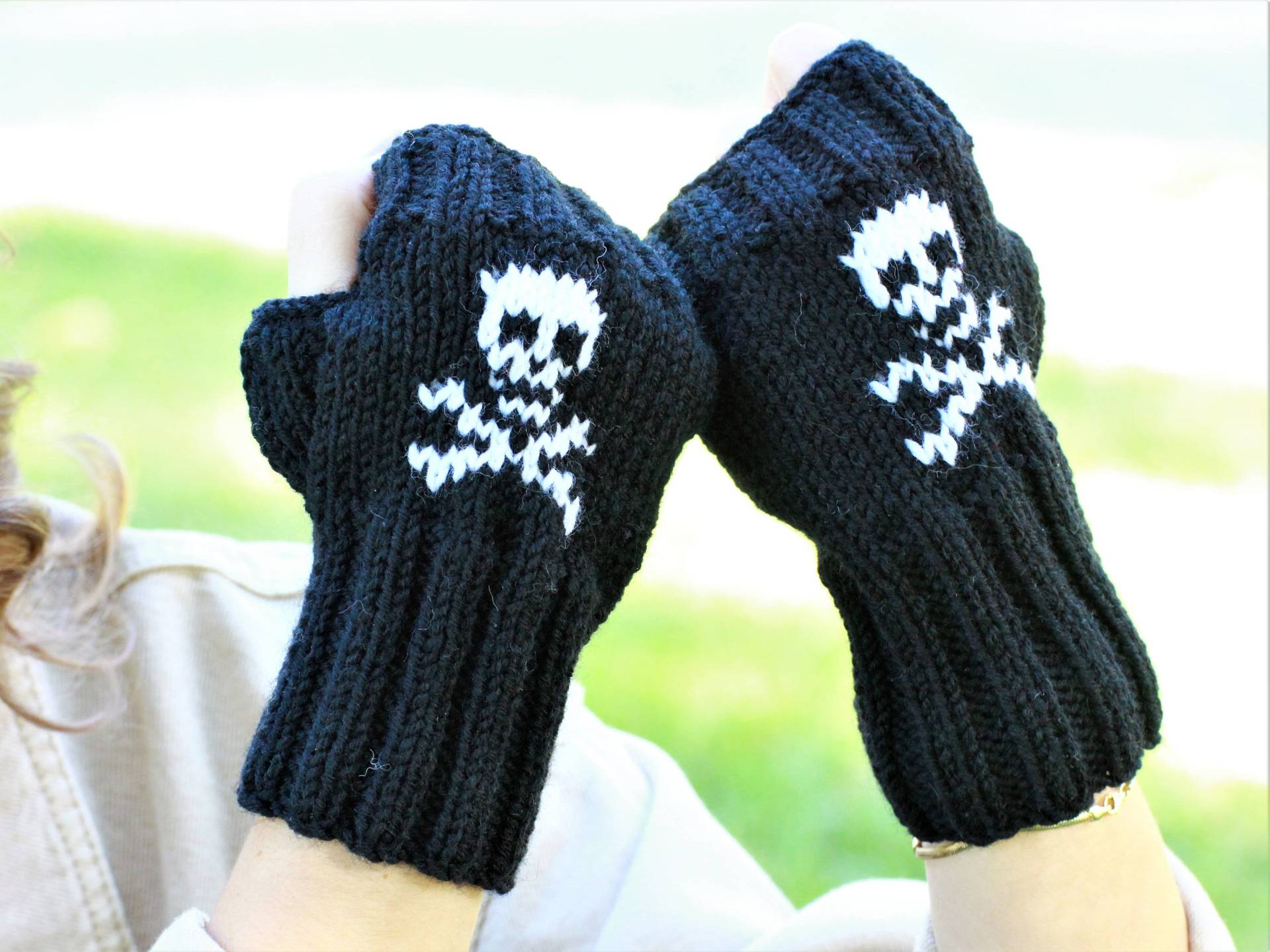 Schädel Schwarze Fingerlose Handschuhe Für Frauen, Gothic Prinzessin Stil von SENNURSASA