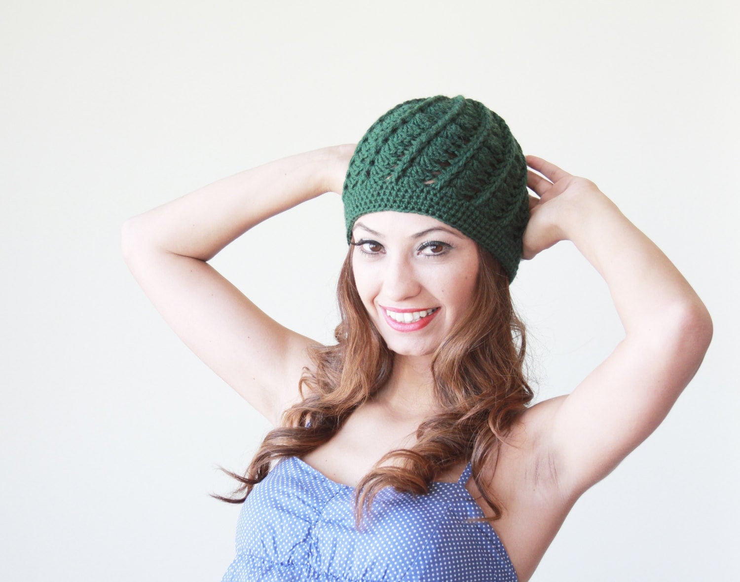 Smaragdgrüne Gehäkelte Wollmütze Für Frauen von SENNURSASA