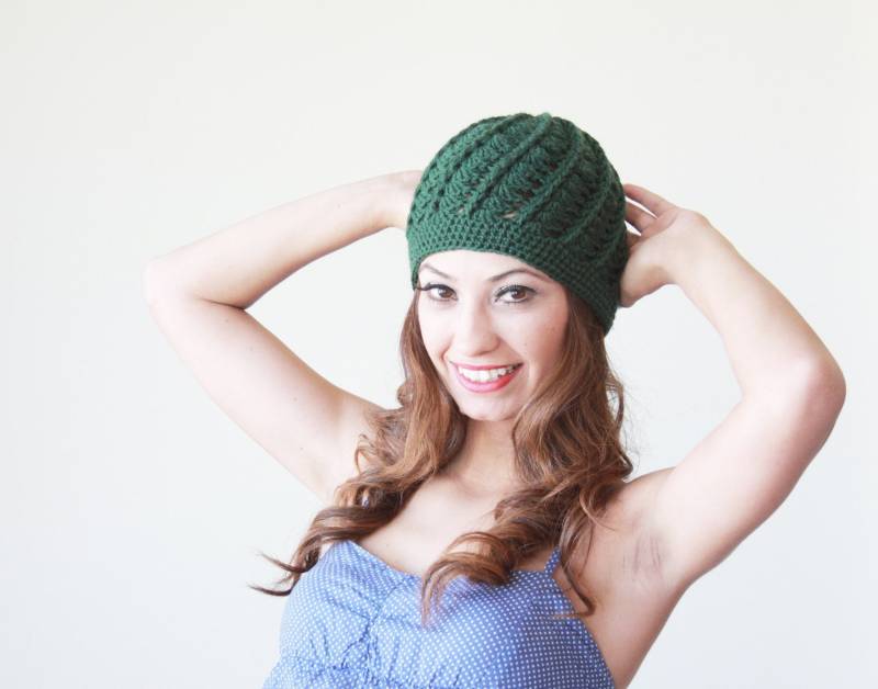 Smaragdgrüne Gehäkelte Wollmütze Für Frauen von SENNURSASA