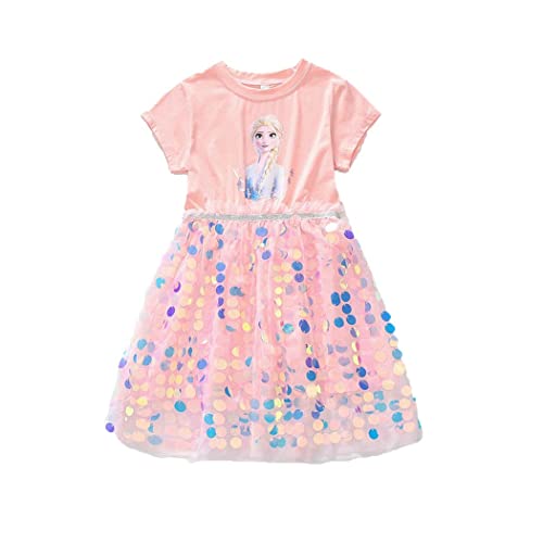 SENNVF ELSA Kleider Glanz Sommer-Kleid Kurzarm Frozen Eiskönigin Prinzessin Eisprinzessin Kostüm Mädchen Kinder von SENNVF