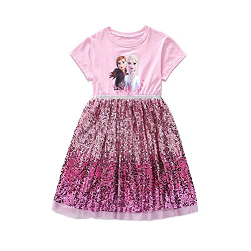 SENNVF ELSA Kleider Glanz Sommer-Kleid Kurzarm Frozen Eiskönigin Prinzessin Eisprinzessin Kostüm Mädchen Kinder von SENNVF