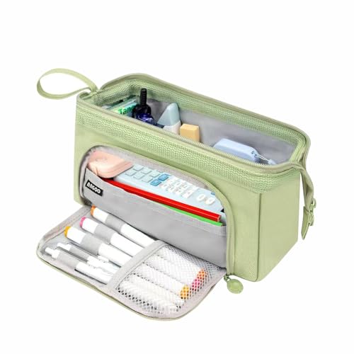 Federmäppchen Große Kapazität Federmäppchen Modern Minimalistische Stifttasche mit Reißverschluss & Tragbarem Gurt für Schreibwaren, Schulbedarf, Kosmetik, grün, 24.9 x 13.9 x 13.9cm, Modern von SENRISE