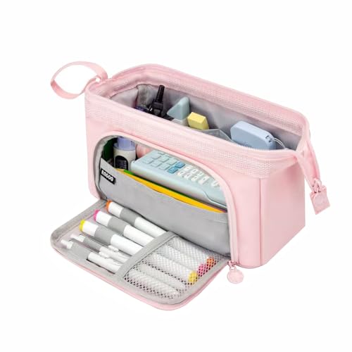 Federmäppchen Große Kapazität Federmäppchen Modern Minimalistische Stifttasche mit Reißverschluss & Tragbarem Gurt für Schreibwaren, Schulbedarf, Kosmetik, rose, 24.9 x 13.9 x 13.9cm, Modern von SENRISE