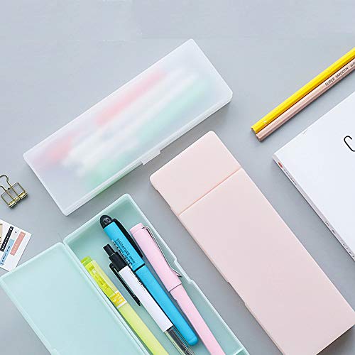 SENRISE 2 Stück Kunststoff Federmäppchen, Stiftebox, Stifthalter Box Organizer, Schulbedarf Bleistiftbox für Schüler (weiß, klein) von SENRISE