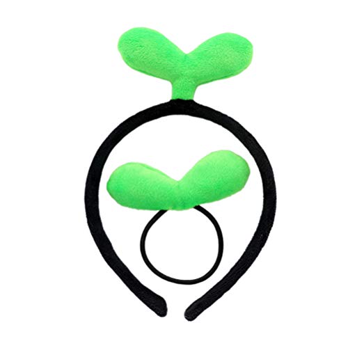 2PCS Sprout Headband Hair Tie Set Funny Lovely Green Bean Sprouts Headwear Hair Hoop for Kids Adults Party Decoration von SENRN