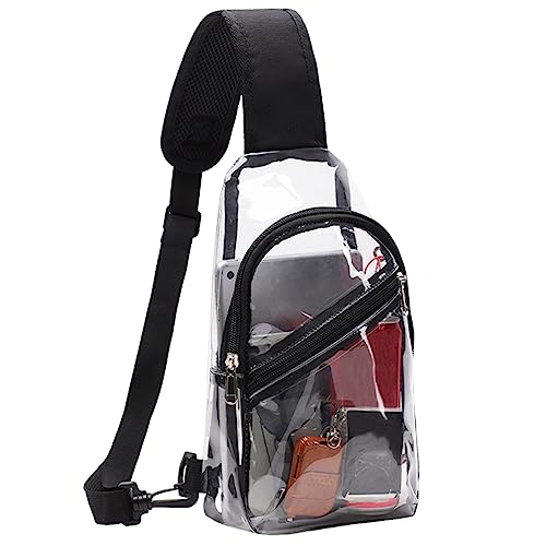 Clear Sling Bag,Clear Sling Bag for Men Stadium Approved Transparent Chest Bag Waterproof Dustproof Mini PVC Crossbody Shoulder Casual Chest Daypack with Front Pocket von SENRN