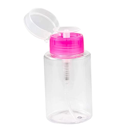 SENRN Nail Polish Remover Dispenser Empty Clear Push Down Bottle Plastic Pump Liquid Container Rosy 180ml von SENRN