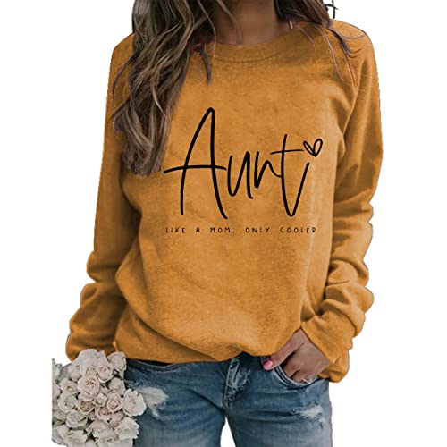 Women Aunt Sweatshirts Like a Mom Only Cooler Funny Graphic Long Sleeve Crew Neck Casual Loose Comfy Pullover Tops von SENRN