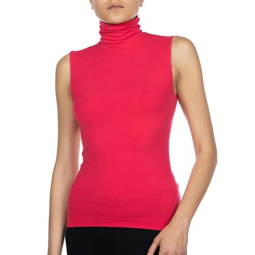 SENSI' Top Damen Rollkragen ärmellos nahtlos Mikrofaser Made in Italy von SENSI'