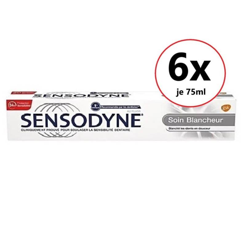 SENSODYNE Zahnpasta LOSE SOIN BLANCHEUR 6x75ml Zahncreme extra frisch Zahnpasta weiß, (Pflege Creme Zahnpflege Karriesschutz, Zahnsteinschutz Plaque, 6-St) Creme Zahncreme Zahnpflege Pflege Karriesschutz Zahnsteinschutz von SENSODYNE