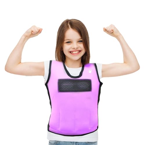 SENSORY4U Gewichtsweste für Kinder, verstellbare Kompressionsweste, Größe M (Alter 5–9), 6 abnehmbare Gewichte, atmungsaktiv, eng anliegende Passform, Lila von SENSORY4U
