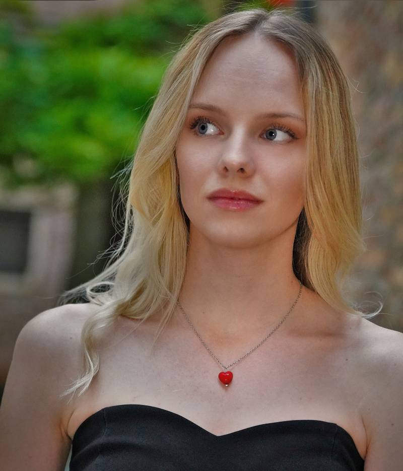 Herzförmiger Glasanhänger - Edelstahl-Kette Dazu Passende Ohrringe Muranoglas Baumelnd Herzförmiger Glasanhänger - Edelstahl-Kette Dazu Passende Ohrringe Muranoglas Baumelnd von SENTMURANO