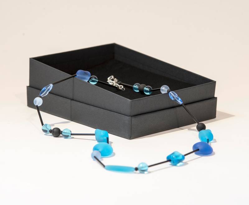 Laura Murano Glas Halskette Handarbeit in Von Cesare Sent Original Made Italy Mode Sandgestrahlten Perlen Handwerk Lampwork Lange von SENTMURANO