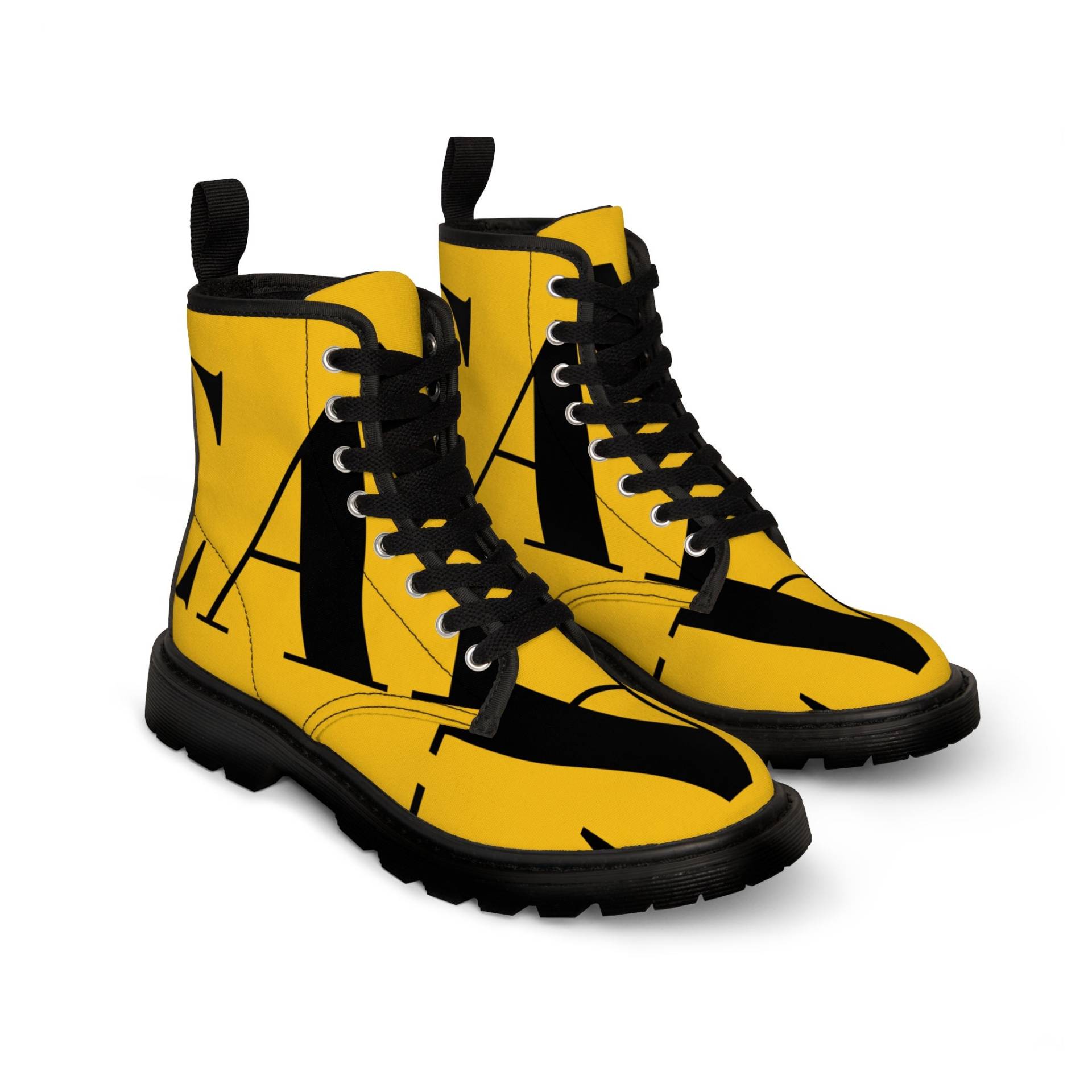 Women's Yellow Designer Ankle Boots, Vegan Leather, Combat Classic Hippie Trendy Fashion Gothic Punk Boot Women's Yellow Designer Ankle Boots, Vegan Leather, Combat Classic Hippie Trendy Fashion Gothic Punk Boot von SENVEBEN