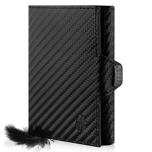 SENYOR CROW® Slim Wallet mit Münzfach und RFID Schutz | NewGen Geldbeutel aus Echtleder | Hochwertiger Wallet | Kartenetui für 11 Karten | Carbon von SENYOR CROW