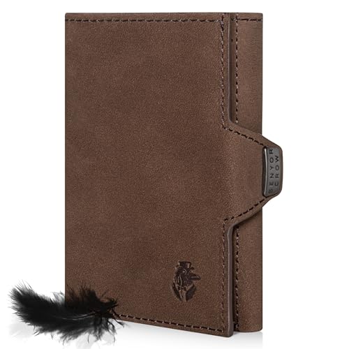 SENYOR CROW® Slim Wallet mit Münzfach und RFID Schutz | NewGen Geldbeutel aus Echtleder | Hochwertiger Wallet | Kartenetui für 11 Karten | Braun von SENYOR CROW
