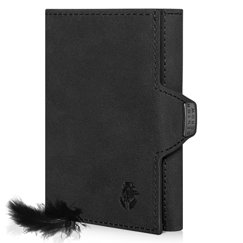 SENYOR CROW® Slim Wallet mit Münzfach und RFID Schutz | NewGen Geldbeutel aus Echtleder | Hochwertiger Wallet | Kartenetui für 11 Karten | Schwarz von SENYOR CROW