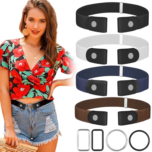 SEOIMU 4 Stück Gürtel Ohne Schnalle, Langlebig Gürtel Ohne Schnalle Damen, Justierbar Elastischer Gürtel Damen, Gürtel Ohne Löcher für Jeans Hosen Kleid, L-2XL: Fit for waist 31''-50'' SEOIMU 4 Stück Gürtel Ohne Schnalle, Langlebig Gürtel Ohne Schnalle Damen, Justierbar Elastischer Gürtel Damen, Gürtel Ohne Löcher für Jeans Hosen Kleid, L-2XL: Fit for waist 31''-50'' von SEOIMU
