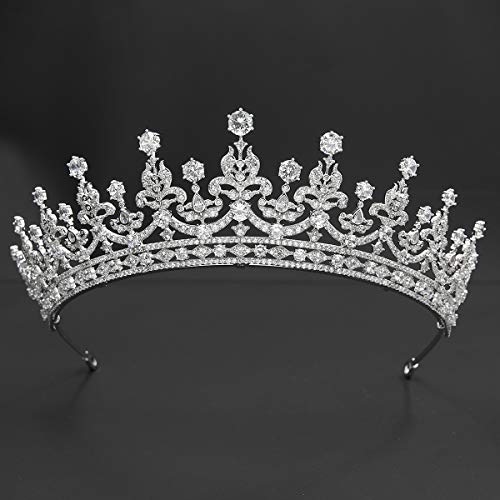 Klassische Zirkonia Replik Königlich Diademe für Hochzeit, Kristalle Braut Oma Tiara Haarschmuck für Mädchen CH10364 von SEPBRIDALS