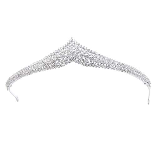 SEPBRIDALS Zirkonia Tiara für die Hochzeit, Silberkristall Brautdiademe, Kronenhaarschmuck für die Geburtstagsfeier von SEPBRIDALS