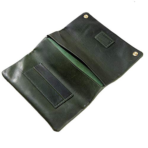 Feinschnittbeutel Tabakbeutel Durango Drehertasche ECHT-Leder Rindsleder Rollbeutel Lederbeutel robust und weich (Moosgrün) von Sepilo