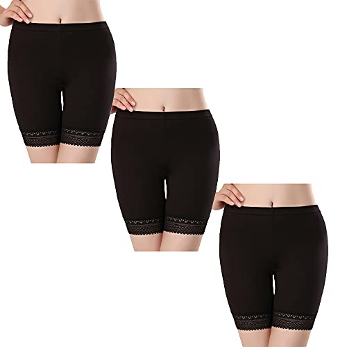 SEPMINDU Frauen 3er Pack Jungen Shorts Anti Scheuernde Unterwäsche Plus Size Lange Briefs Sexy Boxer Nahtlose Damen Slipshort Höschen (Schwarz (3er Pack),38-40) von SEPMINDU