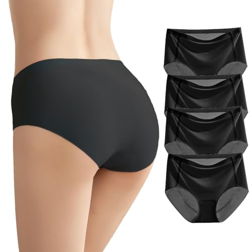 SEPMINDU Seamless Knickers for Women Summer Silky Invisible Underwear Ladies Stretchy Hipster Pants Pack of 4 von SEPMINDU