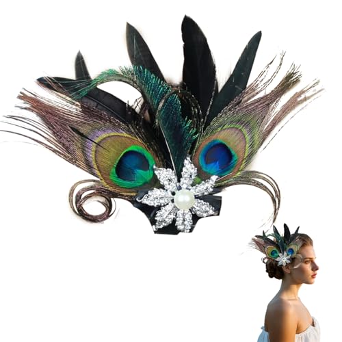 Pfau Kostüm Feder Haarklammer mit Strasssteinen für Damen, Elegante Accessoires für Hochzeiten, Partys, Kostümfeiern - Einheitsgröße von SEPWGUMD