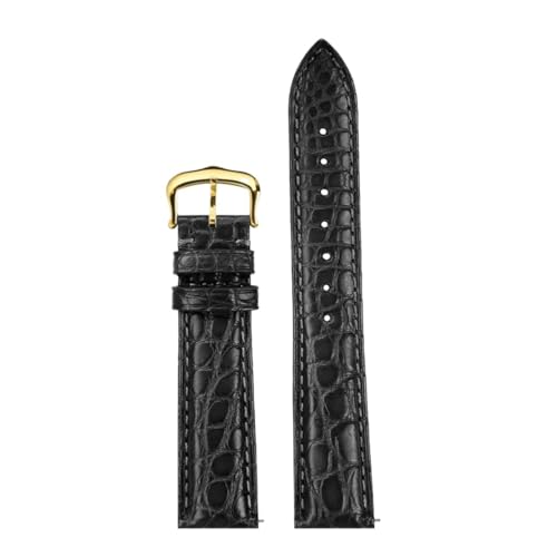 SEQLTWFC 16 mm 17 mm 18 mm 19 mm 20 mm 21 mm 22 mm Schwarz Blau Braun Krokodil Uhrenarmband Kompatibel mit CARTIER CLÉ DE Armband Lederarmband(Black gold pin,21mm width) von SEQLTWFC
