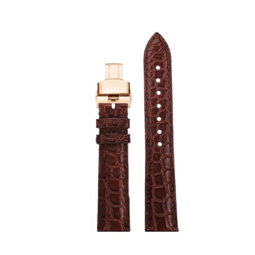 SEQLTWFC 16 mm 17 mm 18 mm 19 mm 20 mm 21 mm 22 mm Schwarz Blau Braun Krokodil Uhrenarmband Kompatibel mit CARTIER CLÉ DE Armband Lederarmband(Brown rosegold,16mm width) von SEQLTWFC
