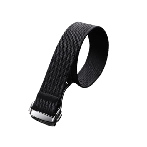 SEQLTWFC 20 Mm Nylon-Uhrenarmband Mit Schlaufe, Kompatibel Mit Omega, Faltschließe, Sportarmband(Black,20MM_ROSE GOLD BUCKLE) von SEQLTWFC