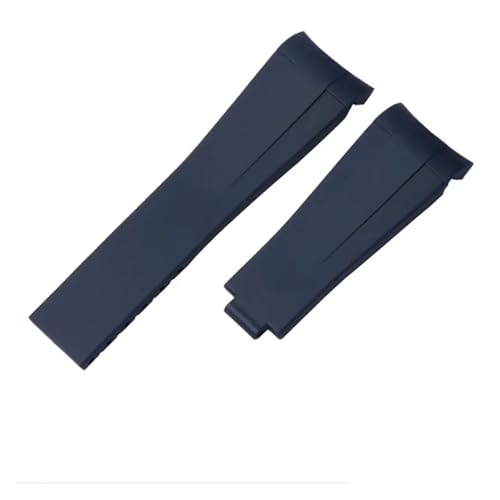 SEQLTWFC 20 mm 21 mm Gummiarmband kompatibel mit Rolex Submariner DAYTONA GMT Yacht-Master Silikonarmband schwarzes Uhrenarmband(Blue no clasp,21mm) von SEQLTWFC