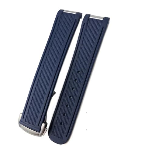 SEQLTWFC 20 mm Gummi-Silikon-Uhrenarmband, kompatibel mit Omega Seamaster 300 AT150 Aqua Terra Ultra Light 8900 Uhrenarmbänder mit Stahlschnalle(Blue,20mmRoseGold Buckle) von SEQLTWFC