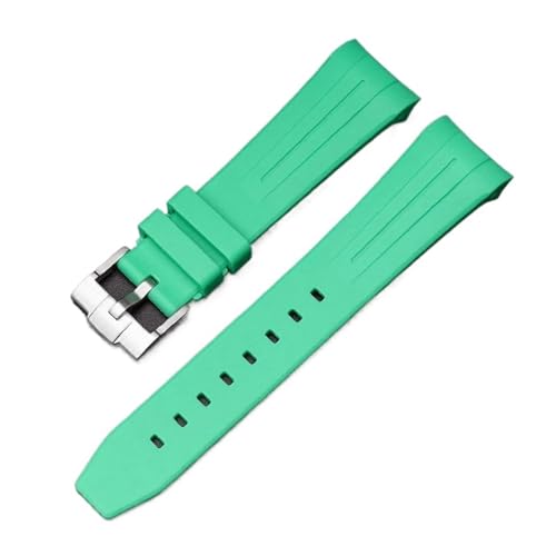 SEQLTWFC 22 mm Schnellverschluss-Armband mit gebogenem Ende, kompatibel mit Swatch X Blancpain Fifty Fathoms Five Ocean TPU-Gummi-Uhrenarmband(Green) von SEQLTWFC